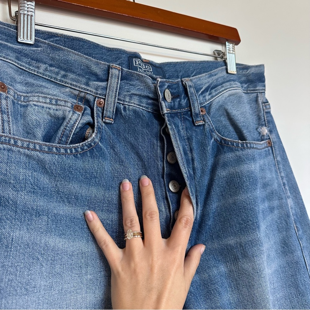 XSOLDX Polo by Ralph Lauren High Rise Relaxed Straight Jeans in Lebec Wash - Picture 7 of 14